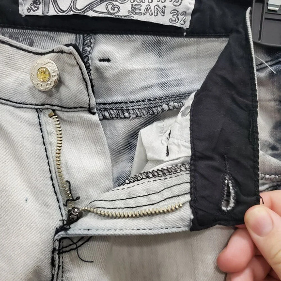 RT Denim The Skinny Jean Woman's Gray Black Tie Dye Acid Print Pants Plus Sz 32 - Picture 5 of 10